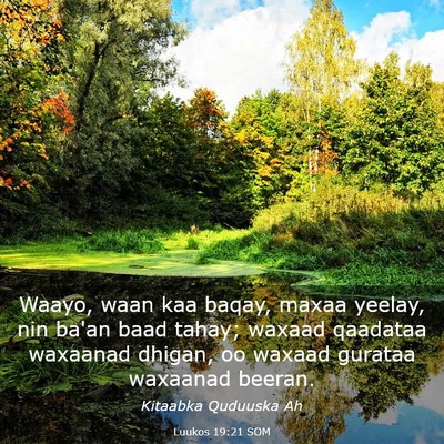 Picture 03 - Luukos 19:21 SOM - Waayo, waan kaa baqay, maxaa yeelay, nin ba'an - Bible Verse Picture