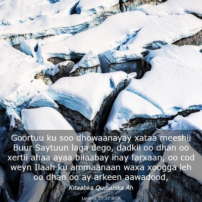 Picture 03 - Luukos 19:37 SOM - Goortuu ku soo dhowaanayay xataa meeshii Buur - Bible Verse Picture