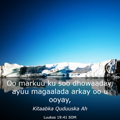 Picture 03 - Luukos 19:41 SOM - Oo markuu ku soo dhowaaday, ayuu magaalada arkay - Bible Verse Picture