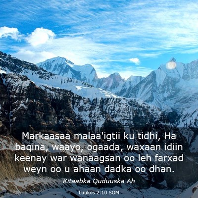 Picture 03 - Luukos 2:10 SOM - Markaasaa malaa'igtii ku tidhi, Ha baqina, waayo, - Bible Verse Picture