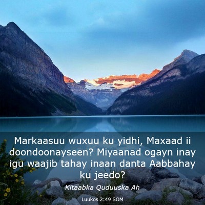 Picture 03 - Luukos 2:49 SOM - Markaasuu wuxuu ku yidhi, Maxaad ii - Bible Verse Picture