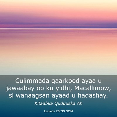 Picture 03 - Luukos 20:39 SOM - Culimmada qaarkood ayaa u jawaabay oo ku yidhi, - Bible Verse Picture