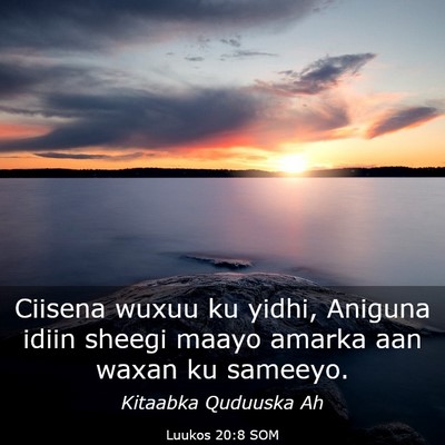 Picture 03 - Luukos 20:8 SOM - Ciisena wuxuu ku yidhi, Aniguna idiin sheegi - Bible Verse Picture