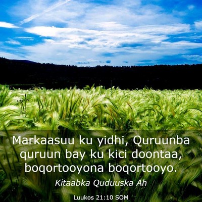 Picture 03 - Luukos 21:10 SOM - Markaasuu ku yidhi, Quruunba quruun bay ku kici - Bible Verse Picture