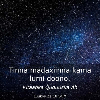 Picture 03 - Luukos 21:18 SOM - Tinna madaxiinna kama lumi - Bible Verse Picture