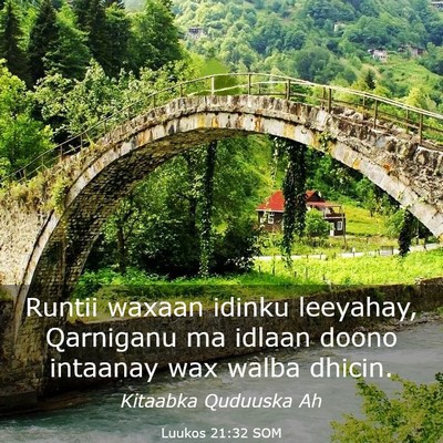 Picture 03 - Luukos 21:32 SOM - Runtii waxaan idinku leeyahay, Qarniganu ma - Bible Verse Picture