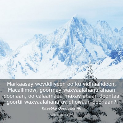 Picture 03 - Luukos 21:7 SOM - Markaasay weyddiiyeen oo ku yidhaahdeen, - Bible Verse Picture
