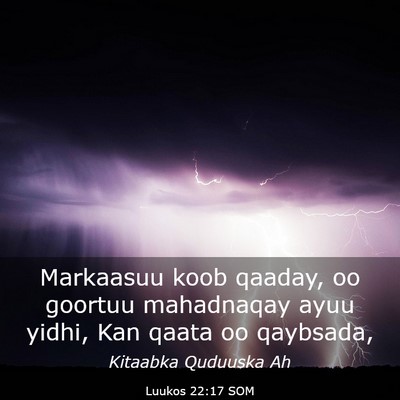 Picture 03 - Luukos 22:17 SOM - Markaasuu koob qaaday, oo goortuu mahadnaqay ayuu - Bible Verse Picture