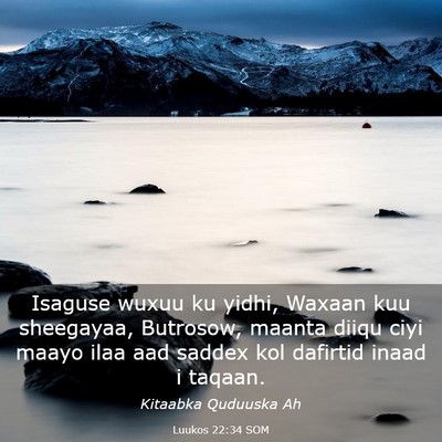 Picture 03 - Luukos 22:34 SOM - Isaguse wuxuu ku yidhi, Waxaan kuu sheegayaa, - Bible Verse Picture