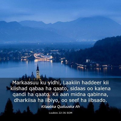 Picture 03 - Luukos 22:36 SOM - Markaasuu ku yidhi, Laakiin haddeer kii kiishad - Bible Verse Picture