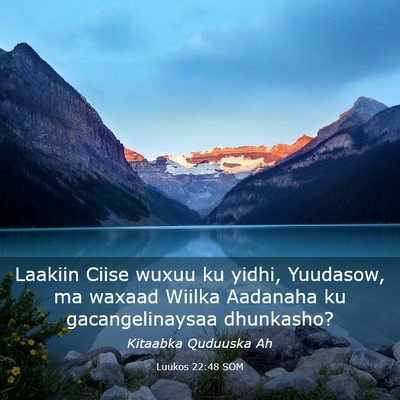 Picture 03 - Luukos 22:48 SOM - Laakiin Ciise wuxuu ku yidhi, Yuudasow, ma waxaad - Bible Verse Picture