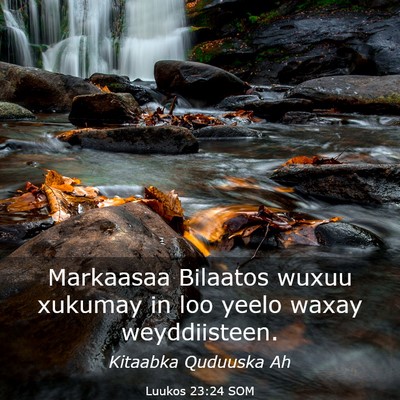 Picture 03 - Luukos 23:24 SOM - Markaasaa Bilaatos wuxuu xukumay in loo yeelo - Bible Verse Picture