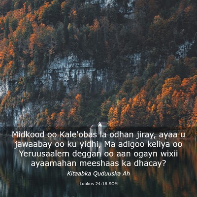 Picture 03 - Luukos 24:18 SOM - Midkood oo Kale'obas la odhan jiray, ayaa u - Bible Verse Picture
