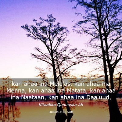 Picture 03 - Luukos 3:31 SOM - kan ahaa ina Mele'as, kan ahaa ina Menna, kan - Bible Verse Picture