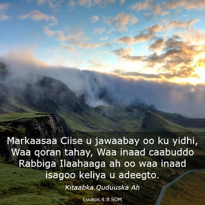 Picture 03 - Luukos 4:8 SOM - Markaasaa Ciise u jawaabay oo ku yidhi, Waa qoran - Bible Verse Picture