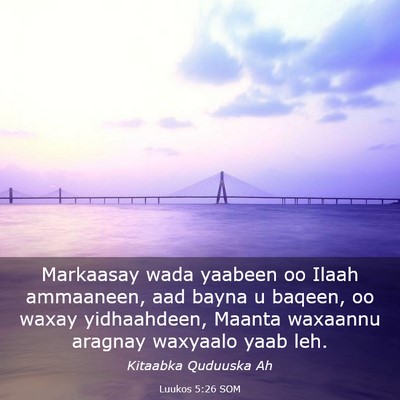 Picture 03 - Luukos 5:26 SOM - Markaasay wada yaabeen oo Ilaah ammaaneen, aad - Bible Verse Picture