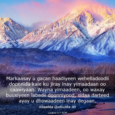 Picture 03 - Luukos 5:7 SOM - Markaasay u gacan haadiyeen wehelladoodii - Bible Verse Picture
