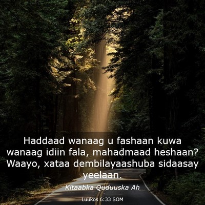 Picture 03 - Luukos 6:33 SOM - Haddaad wanaag u fashaan kuwa wanaag idiin fala, - Bible Verse Picture