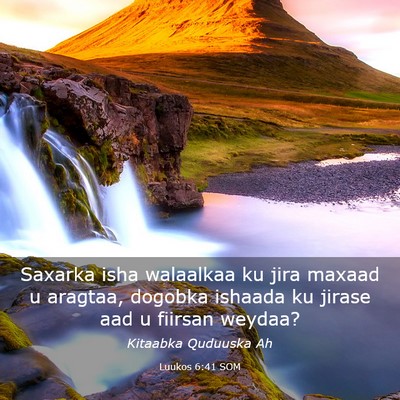 Picture 03 - Luukos 6:41 SOM - Saxarka isha walaalkaa ku jira maxaad u aragtaa, - Bible Verse Picture