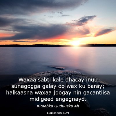 Picture 03 - Luukos 6:6 SOM - Waxaa sabti kale dhacay inuu sunagogga galay oo - Bible Verse Picture