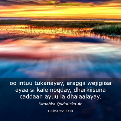 Picture 03 - Luukos 9:29 SOM - oo intuu tukanayay, araggii wejigiisa ayaa si - Bible Verse Picture