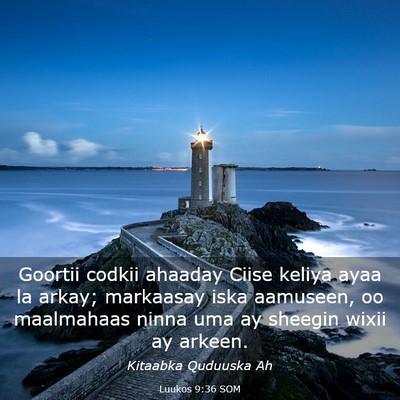 Picture 03 - Luukos 9:36 SOM - Goortii codkii ahaaday Ciise keliya ayaa la - Bible Verse Picture