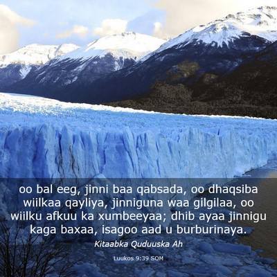 Picture 03 - Luukos 9:39 SOM - oo bal eeg, jinni baa qabsada, oo dhaqsiba - Bible Verse Picture