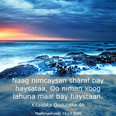 Picture 03 - Maahmaahyadii 11:16 SOM - Naag nimcaysan sharaf bay haysataa, Oo niman xoog - Bible Verse Picture