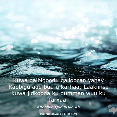 Picture 03 - Maahmaahyadii 11:20 SOM - Kuwa qalbigoodu qalloocan yahay Rabbigu aad buu u - Bible Verse Picture