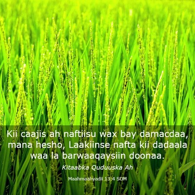 Picture 03 - Maahmaahyadii 13:4 SOM - Kii caajis ah naftiisu wax bay damacdaa, mana - Bible Verse Picture