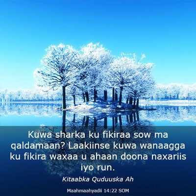 Picture 03 - Maahmaahyadii 14:22 SOM - Kuwa sharka ku fikiraa sow ma qaldamaan? - Bible Verse Picture