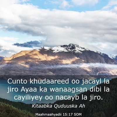 Picture 03 - Maahmaahyadii 15:17 SOM - Cunto khudaareed oo jacayl la jiro Ayaa ka - Bible Verse Picture