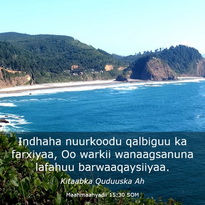 Picture 03 - Maahmaahyadii 15:30 SOM - Indhaha nuurkoodu qalbiguu ka farxiyaa, Oo warkii - Bible Verse Picture