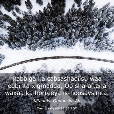 Picture 03 - Maahmaahyadii 15:33 SOM - Rabbiga ka cabsashadiisu waa edbinta xigmadda, Oo - Bible Verse Picture