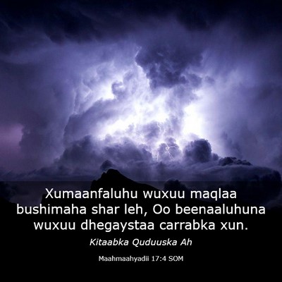 Picture 03 - Maahmaahyadii 17:4 SOM - Xumaanfaluhu wuxuu maqlaa bushimaha shar leh, Oo - Bible Verse Picture