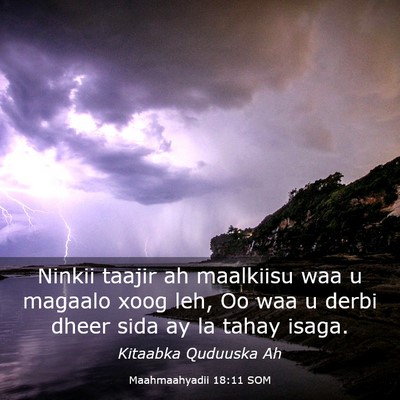 Picture 03 - Maahmaahyadii 18:11 SOM - Ninkii taajir ah maalkiisu waa u magaalo xoog - Bible Verse Picture