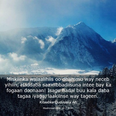 Picture 03 - Maahmaahyadii 19:7 SOM - Miskiinka walaalihiis oo dhammu way neceb yihiin, - Bible Verse Picture