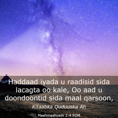Picture 03 - Maahmaahyadii 2:4 SOM - Haddaad iyada u raadisid sida lacagta oo kale, Oo - Bible Verse Picture