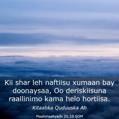 Picture 03 - Maahmaahyadii 21:10 SOM - Kii shar leh naftiisu xumaan bay doonaysaa, Oo - Bible Verse Picture