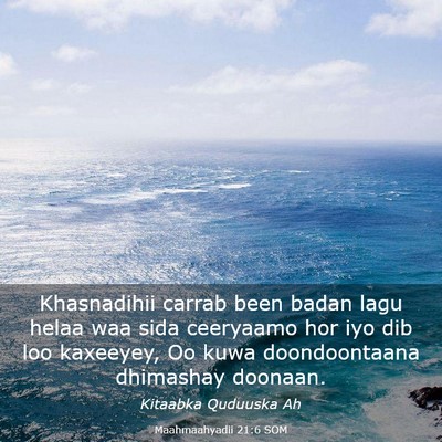Picture 03 - Maahmaahyadii 21:6 SOM - Khasnadihii carrab been badan lagu helaa waa sida - Bible Verse Picture