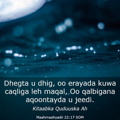 Picture 03 - Maahmaahyadii 22:17 SOM - Dhegta u dhig, oo erayada kuwa caqliga leh maqal, - Bible Verse Picture