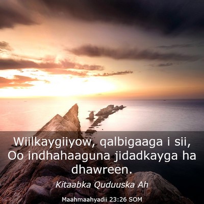 Picture 03 - Maahmaahyadii 23:26 SOM - Wiilkaygiiyow, qalbigaaga i sii, Oo indhahaaguna - Bible Verse Picture