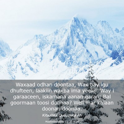 Picture 03 - Maahmaahyadii 23:35 SOM - Waxaad odhan doontaa, Wax bay igu dhufteen, - Bible Verse Picture