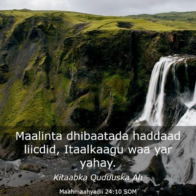 Picture 03 - Maahmaahyadii 24:10 SOM - Maalinta dhibaatada haddaad liicdid, Itaalkaagu - Bible Verse Picture