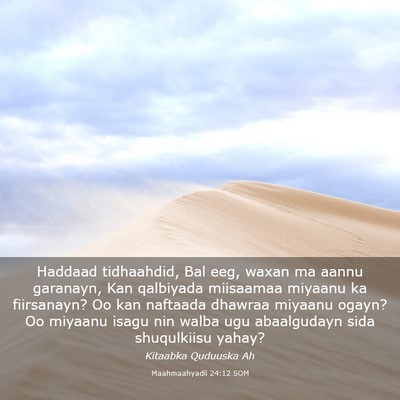 Picture 03 - Maahmaahyadii 24:12 SOM - Haddaad tidhaahdid, Bal eeg, waxan ma aannu - Bible Verse Picture