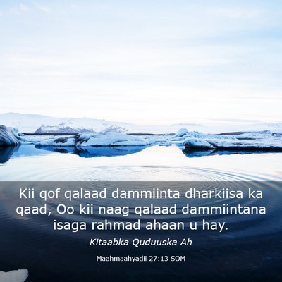 Picture 03 - Maahmaahyadii 27:13 SOM - Kii qof qalaad dammiinta dharkiisa ka qaad, Oo - Bible Verse Picture