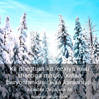 Picture 03 - Maahmaahyadii 28:9 SOM - Kii dhegtiisa ka leexiya inuu sharciga maqlo, - Bible Verse Picture