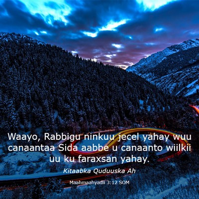 Picture 03 - Maahmaahyadii 3:12 SOM - Waayo, Rabbigu ninkuu jecel yahay wuu canaantaa - Bible Verse Picture