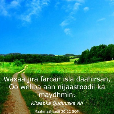 Picture 03 - Maahmaahyadii 30:12 SOM - Waxaa jira farcan isla daahirsan, Oo weliba aan - Bible Verse Picture