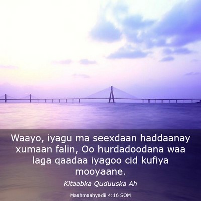 Picture 03 - Maahmaahyadii 4:16 SOM - Waayo, iyagu ma seexdaan haddaanay xumaan falin, - Bible Verse Picture